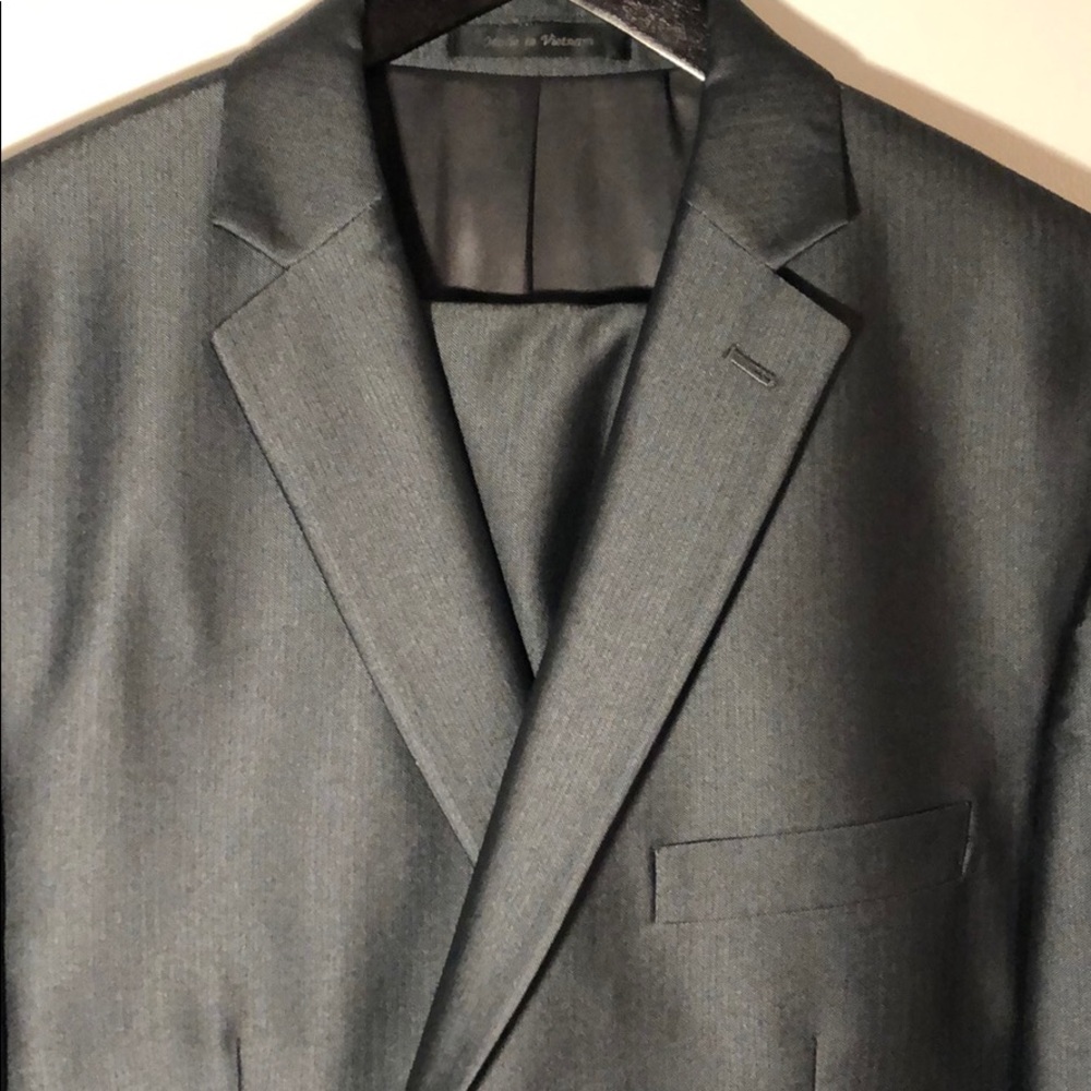 Calvin Klein slim fit shiny dark grey suit